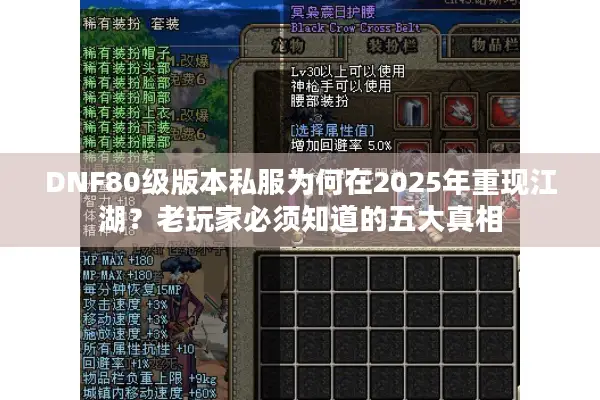 DNF80级版本私服为何在2025年重现江湖？老玩家必须知道的五大真相