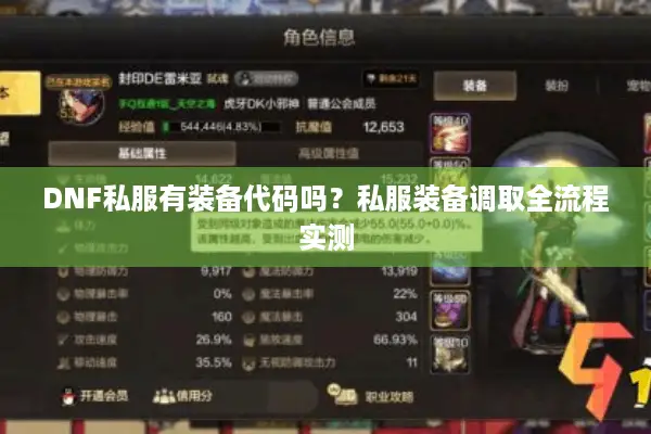 DNF私服有装备代码吗？私服装备调取全流程实测