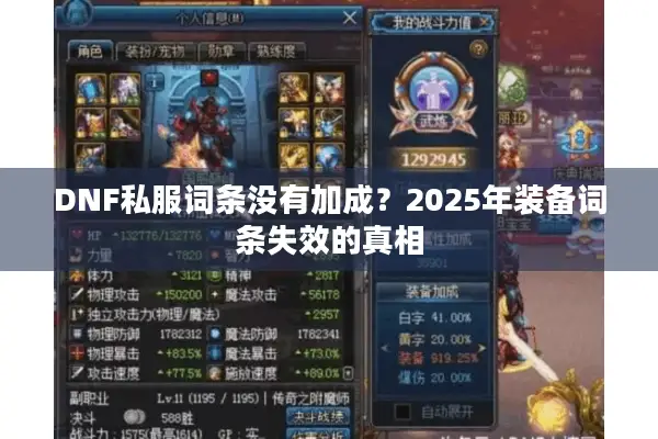 DNF私服词条没有加成？2025年装备词条失效的真相