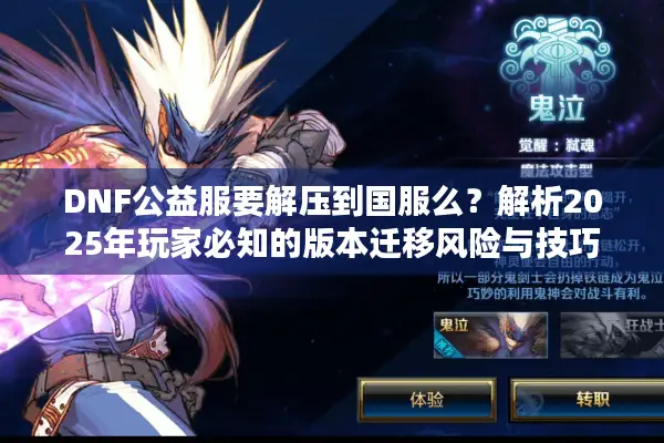 DNF公益服要解压到国服么？解析2025年玩家必知的版本迁移风险与技巧