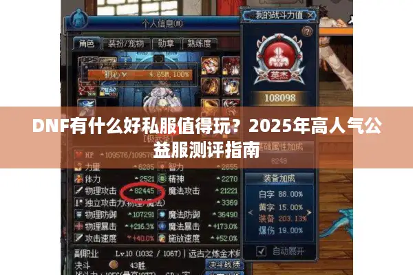 DNF有什么好私服值得玩？2025年高人气公益服测评指南