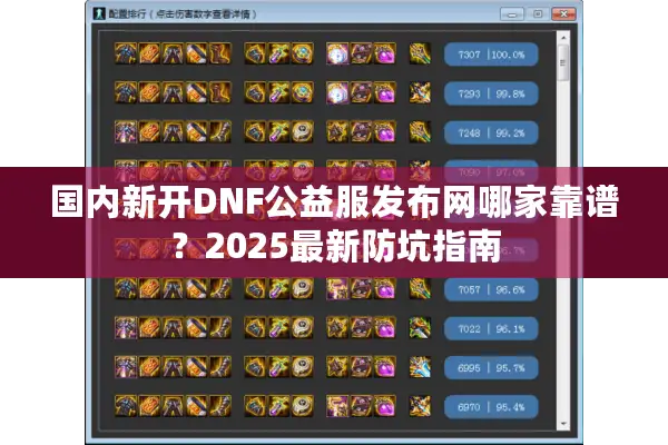 国内新开DNF公益服发布网哪家靠谱？2025最新防坑指南