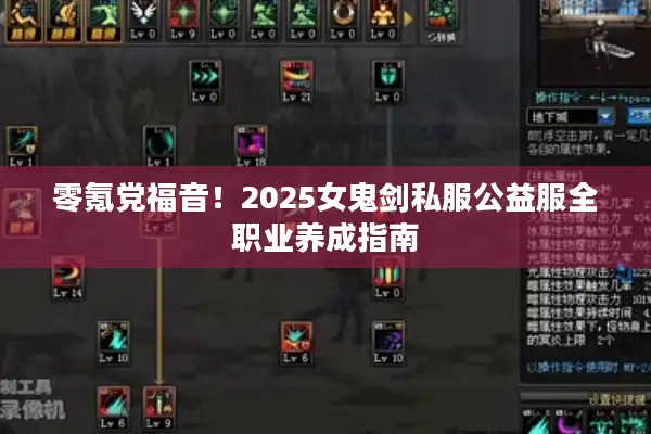 零氪党福音！2025女鬼剑私服公益服全职业养成指南
