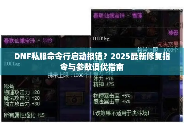 DNF私服命令行启动报错？2025最新修复指令与参数调优指南