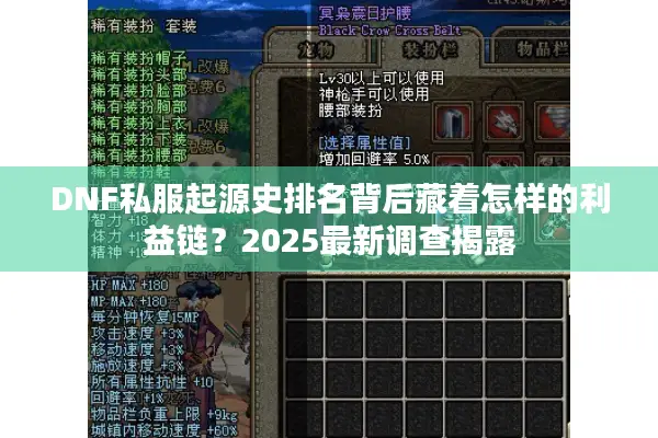 DNF私服起源史排名背后藏着怎样的利益链？2025最新调查揭露