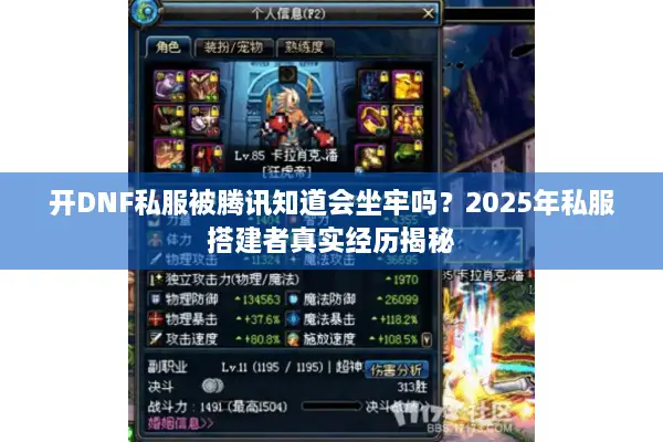 开DNF私服被腾讯知道会坐牢吗？2025年私服搭建者真实经历揭秘