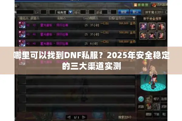 哪里可以找到DNF私服？2025年安全稳定的三大渠道实测