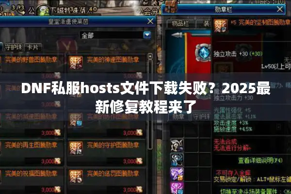 DNF私服hosts文件下载失败？2025最新修复教程来了
