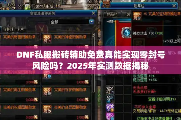 DNF私服搬砖辅助免费真能实现零封号风险吗？2025年实测数据揭秘