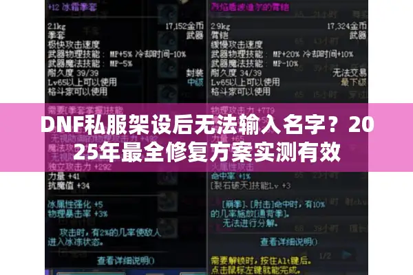 DNF私服架设后无法输入名字？2025年最全修复方案实测有效