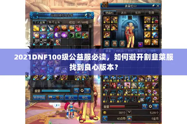 2021DNF100级公益服必读，如何避开割韭菜服找到良心版本？