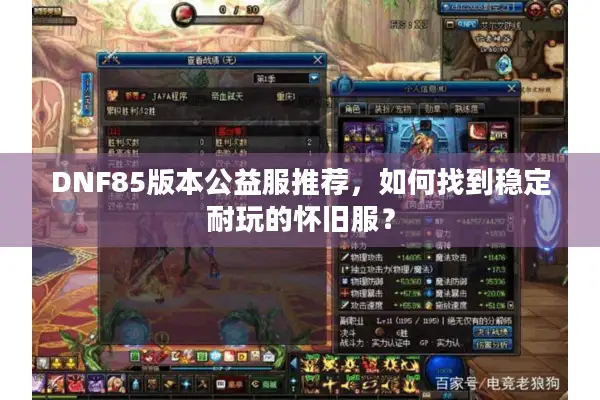 DNF85版本公益服推荐，如何找到稳定耐玩的怀旧服？