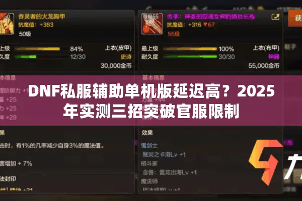 DNF私服辅助单机版延迟高？2025年实测三招突破官服限制