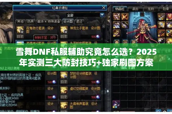 雪舞DNF私服辅助究竟怎么选？2025年实测三大防封技巧+独家刷图方案