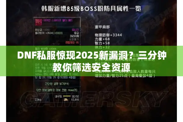 DNF私服惊现2025新漏洞？三分钟教你筛选安全资源