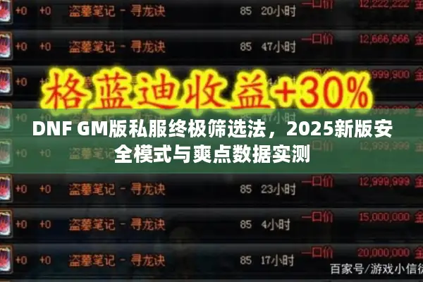 DNF GM版私服终极筛选法，2025新版安全模式与爽点数据实测