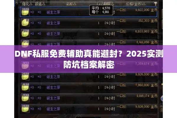 DNF私服免费辅助真能避封？2025实测防坑档案解密