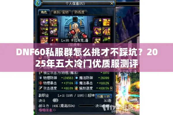 DNF60私服群怎么挑才不踩坑？2025年五大冷门优质服测评