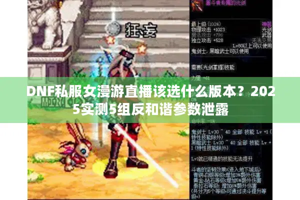 DNF私服女漫游直播该选什么版本？2025实测5组反和谐参数泄露