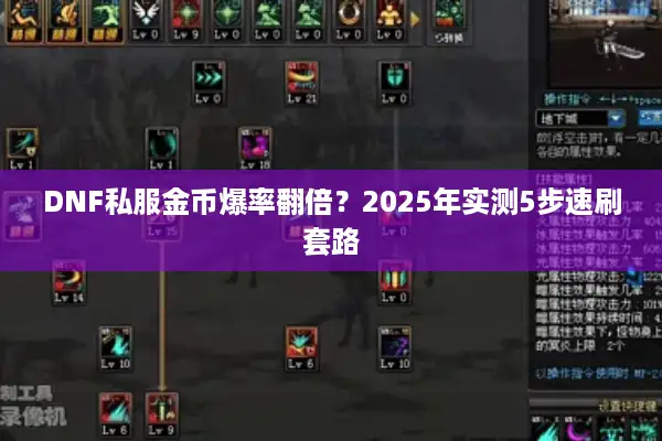DNF私服金币爆率翻倍？2025年实测5步速刷套路