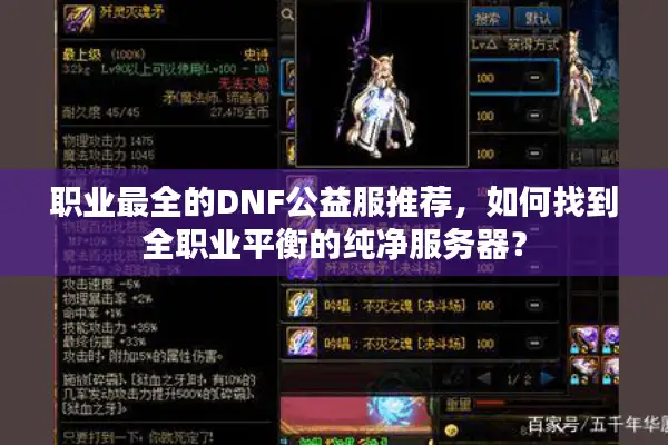 职业最全的DNF公益服推荐，如何找到全职业平衡的纯净服务器？