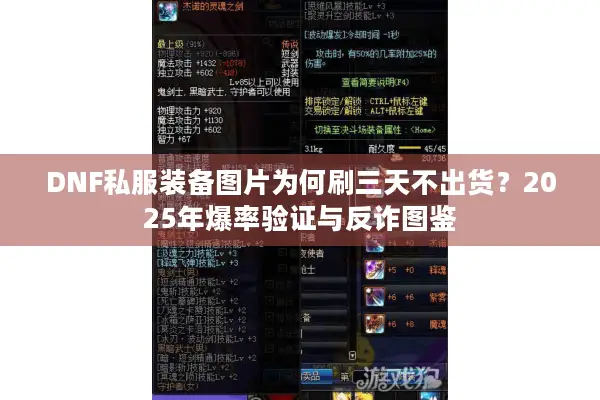 DNF私服装备图片为何刷三天不出货？2025年爆率验证与反诈图鉴