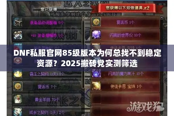 DNF私服官网85级版本为何总找不到稳定资源？2025搬砖党实测筛选