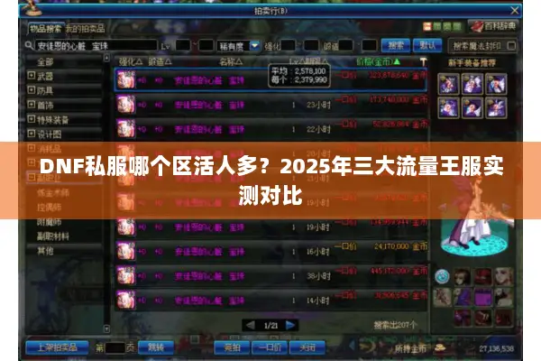 DNF私服哪个区活人多？2025年三大流量王服实测对比
