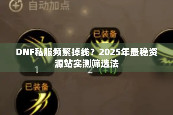 DNF私服频繁掉线？2025年最稳资源站实测筛选法