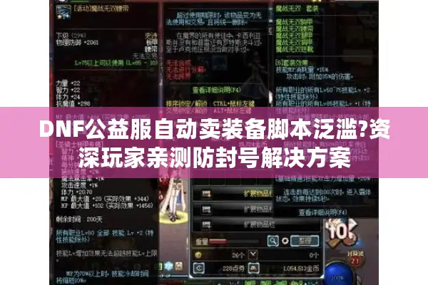 DNF公益服自动卖装备脚本泛滥?资深玩家亲测防封号解决方案