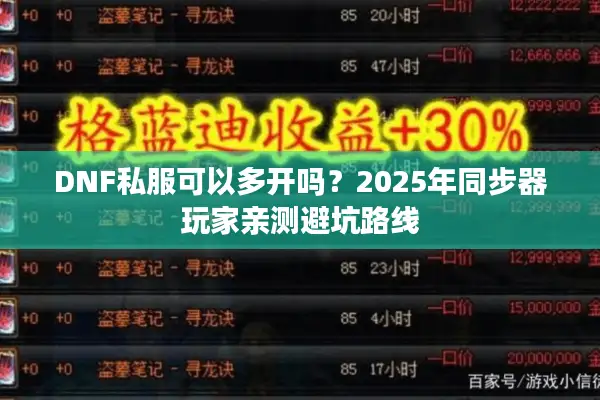 DNF私服可以多开吗？2025年同步器玩家亲测避坑路线