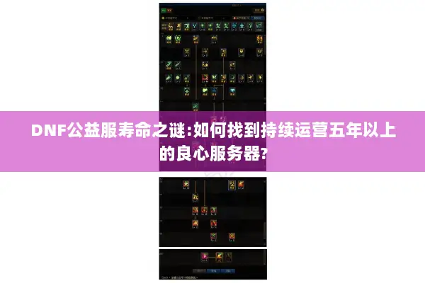DNF公益服寿命之谜:如何找到持续运营五年以上的良心服务器?