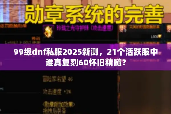 99级dnf私服2025新测，21个活跃服中谁真复刻60怀旧精髓？