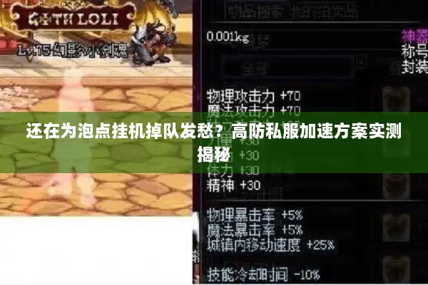 还在为泡点挂机掉队发愁？高防私服加速方案实测揭秘