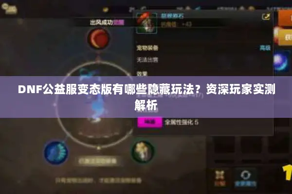 DNF公益服变态版有哪些隐藏玩法？资深玩家实测解析