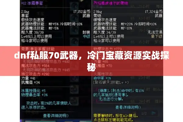 dnf私服70武器，冷门宝藏资源实战探秘