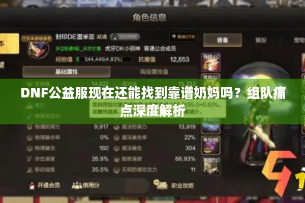 DNF公益服现在还能找到靠谱奶妈吗？组队痛点深度解析