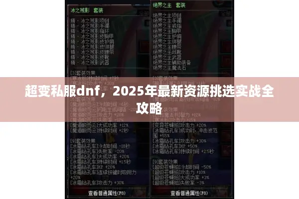超变私服dnf，2025年最新资源挑选实战全攻略