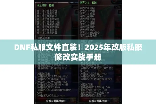 DNF私服文件直装！2025年改版私服修改实战手册