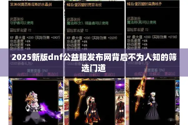 2025新版dnf公益服发布网背后不为人知的筛选门道
