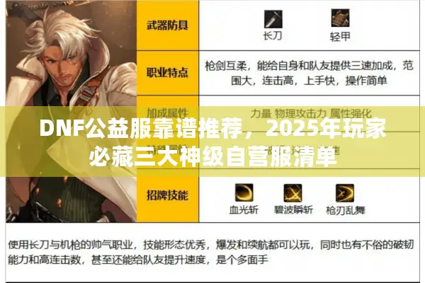 DNF公益服靠谱推荐，2025年玩家必藏三大神级自营服清单