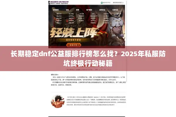 长期稳定dnf公益服排行榜怎么找？2025年私服防坑终极行动秘籍