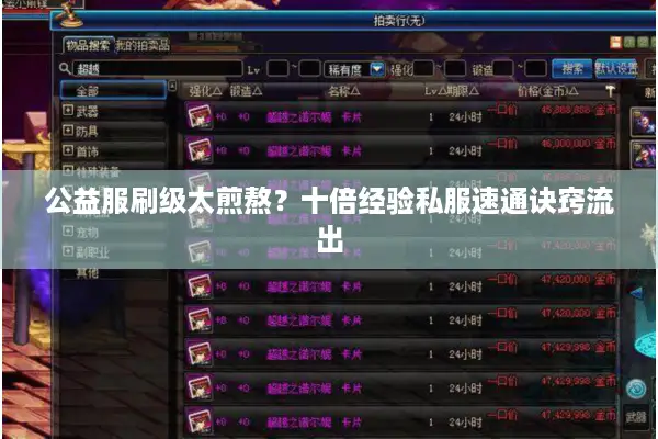 公益服刷级太煎熬？十倍经验私服速通诀窍流出
