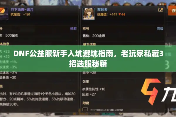 DNF公益服新手入坑避坑指南，老玩家私藏3招选服秘籍