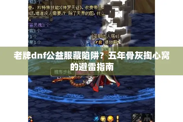 老牌dnf公益服藏陷阱？五年骨灰掏心窝的避雷指南