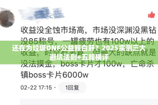 还在为垃圾DNF公益服白肝？2025实测三大避坑法则+五服横评