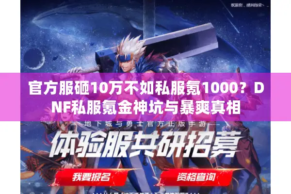 官方服砸10万不如私服氪1000？DNF私服氪金神坑与暴爽真相