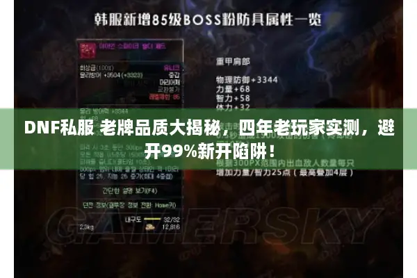 DNF私服 老牌品质大揭秘，四年老玩家实测，避开99%新开陷阱！