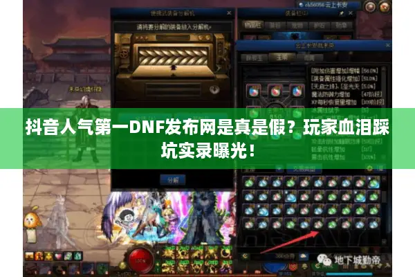 抖音人气第一DNF发布网是真是假？玩家血泪踩坑实录曝光！