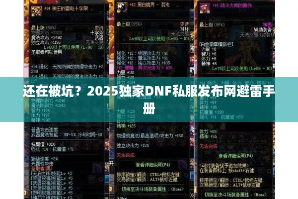 还在被坑？2025独家DNF私服发布网避雷手册